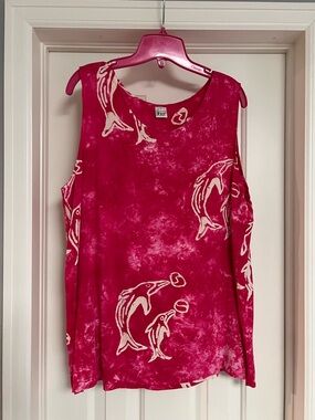 Women’s Size XL Batik Style Dolphin Print Sleeveless Top and Pants
